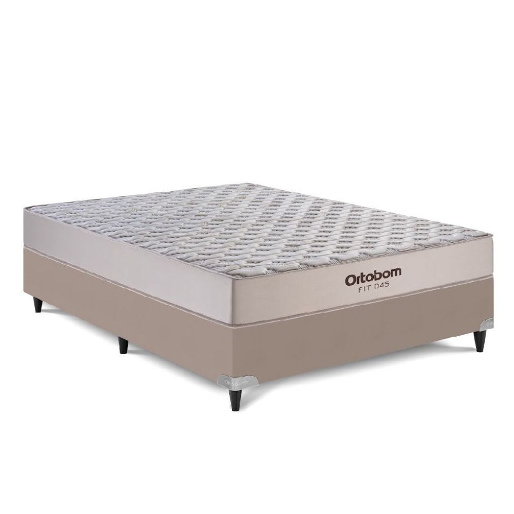 Cama Box Casal Colchão + Base Espuma D45 Fit Base Sommier Corino 188x138x62 cm Ortobom